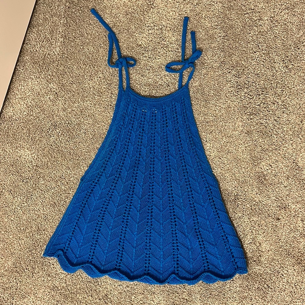 Blue Crochet Tank Top